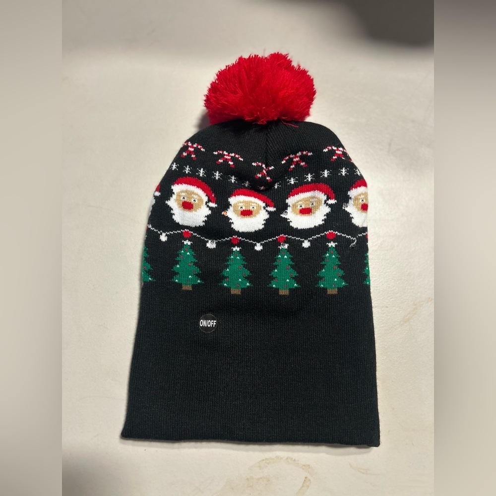 Kids Santa Christmas Beanie - Black and Red